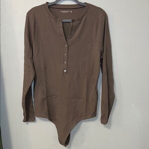 Abercrombie & Fitch Brown Long Sleeve Bodysuit